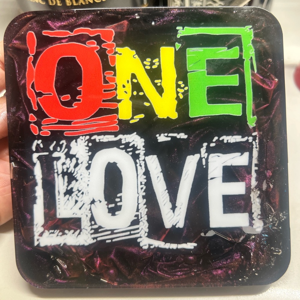 Colorful 'One Love' Coaster